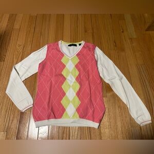 Bobby Jones Pink Argyle Sweater Size Medium